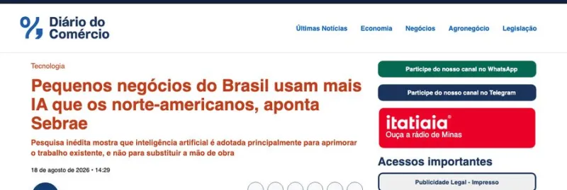 Reprodução da reportagem do Diário do Comércio