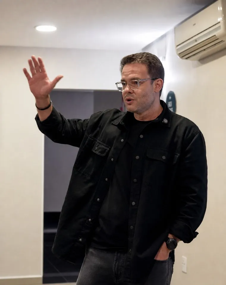 João Paulo Pereira conduzindo um encontro